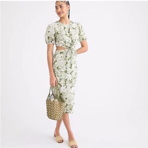 NWT J. Crew X Liberty London Floral Cotton Cut Out Green Cream Boho Resort Sz 6